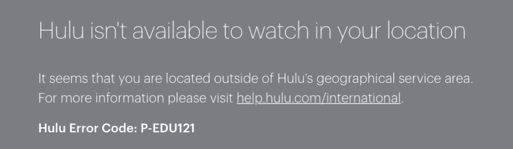 Hulu's Geo-Limitation Error in South Africa